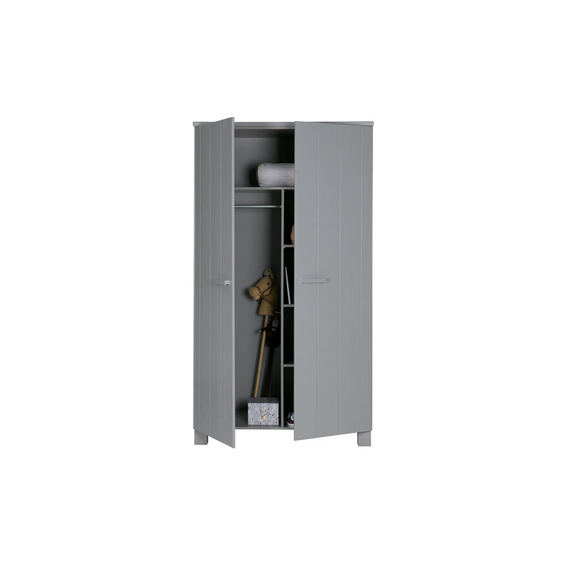 Sarcoxie 2 Door Wood Wardrobe, Concrete Grey