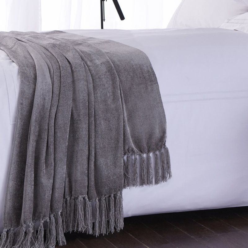 Nestor Hand Woven Throw Blanket, Grey