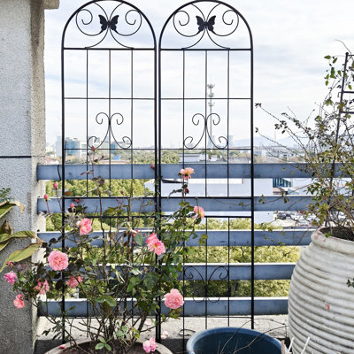 Premier 86.7" X 19.7" Metal Trellis 4 Pack, Rustproof For Outdoor Plants Climbing, Black Pack Garden 19.7", Growth