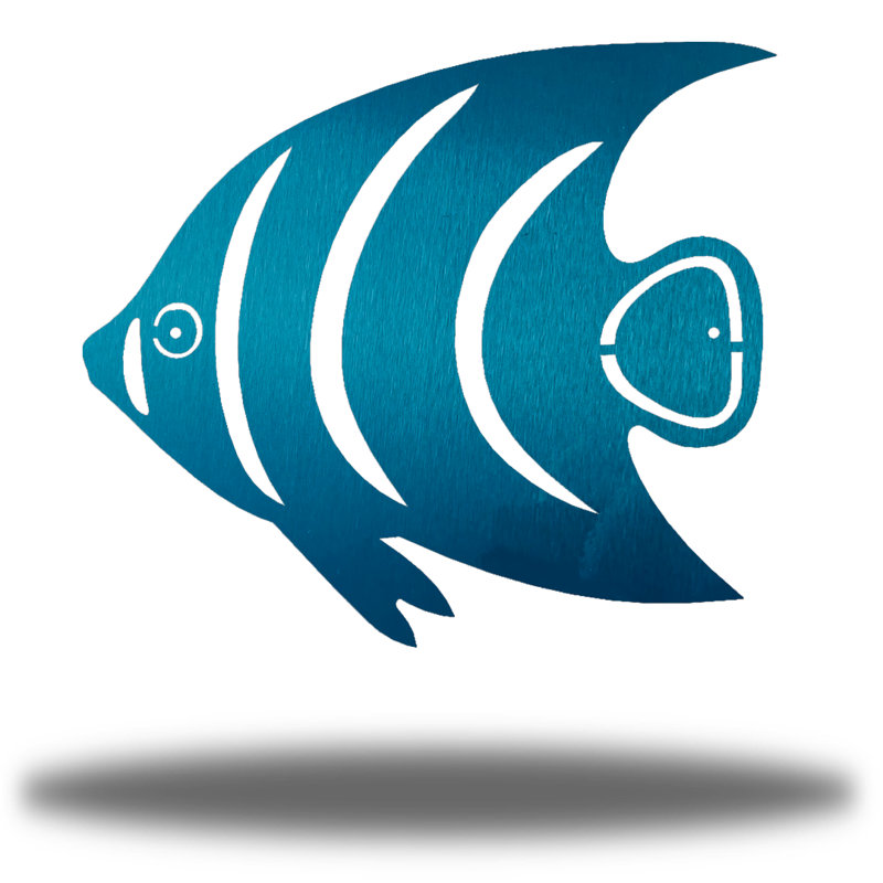 Décoration murale ange poisson, H 12 po x l 12 po x P 0,01 po, Bleu sarcelle