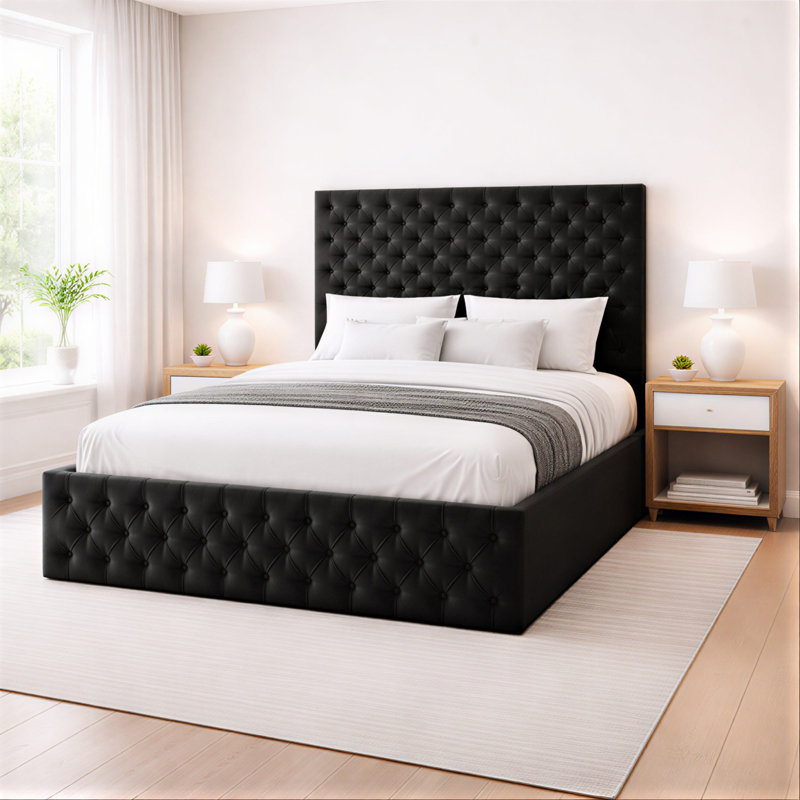 Upholstered Bed, Super King, Black