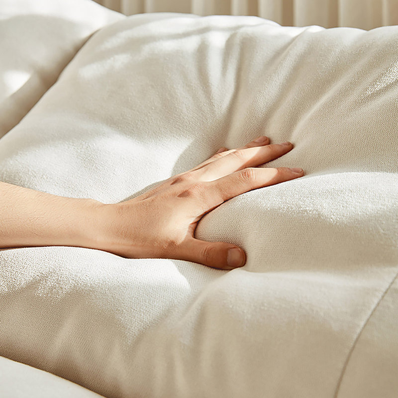 Causeuse-coussin en lin et coton blanc standard, H 35,04 po x l 71,65 po x P 36,61 po