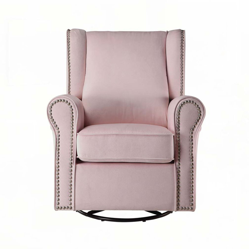 Fauteuil oscillant rose en tissu avec pivot