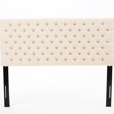 Tête de lit beige contemporaine pour grand lit, revêtement en tissu de style moderne entièrement rembourré, rehausse la chambre à coucher, assemblage requis