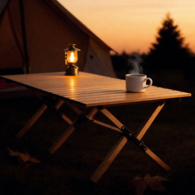 Portable Rectangular Rolling Picnic Folding Table With Storage Bag