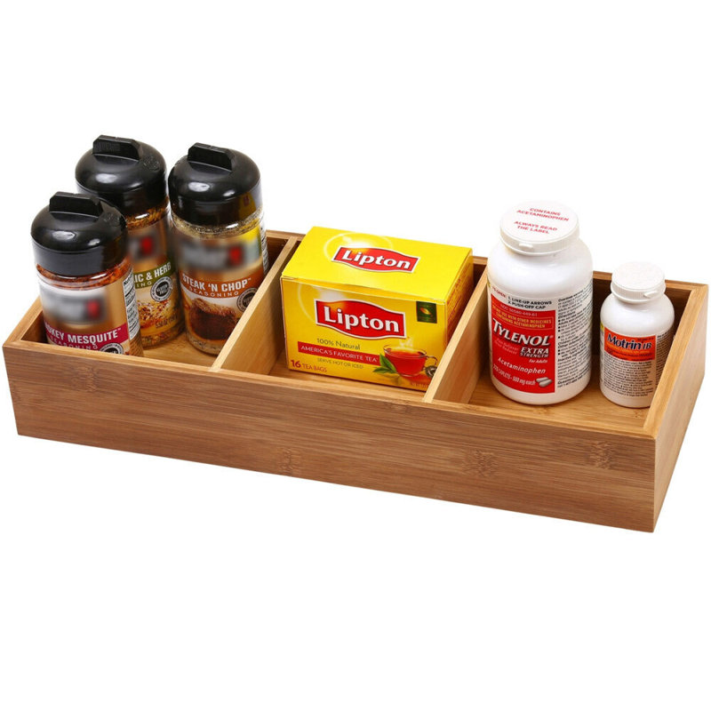 Rangement à 3 compartiments en bambou H 2,5 po x l 6,12 po x P 15 po