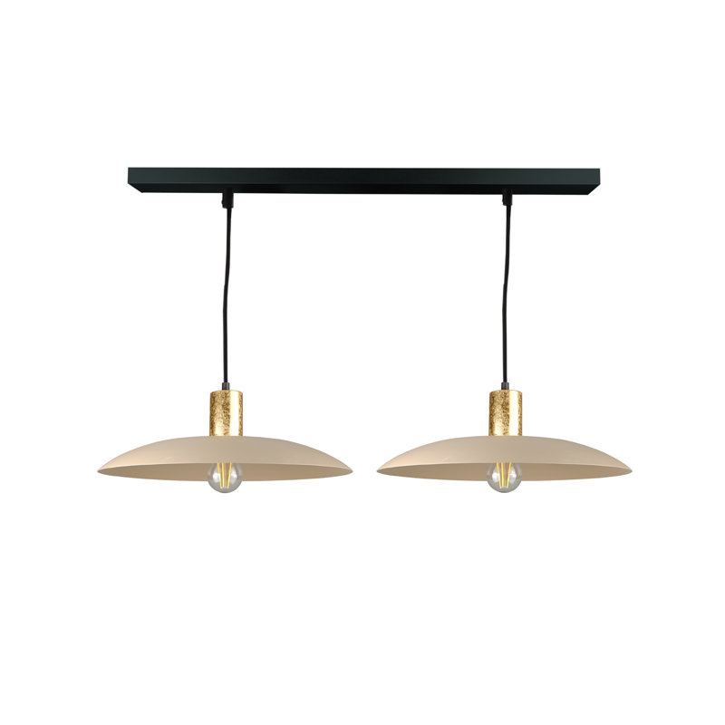 2 - Light Matte Black Dome Pendant, Gold/Latte