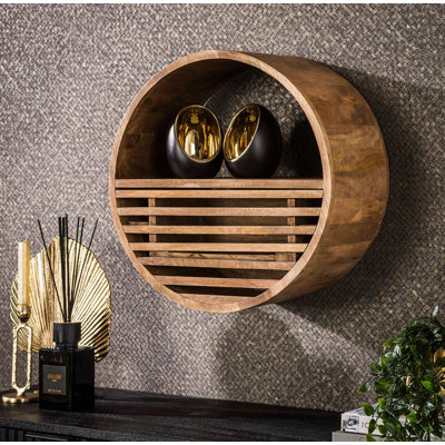 Livorno Round Solid Wood Floating Shelf