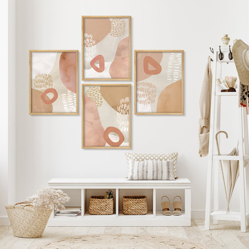 «Modern Abstract Pink Tan, Naturel, H 16 po x l 12 po
