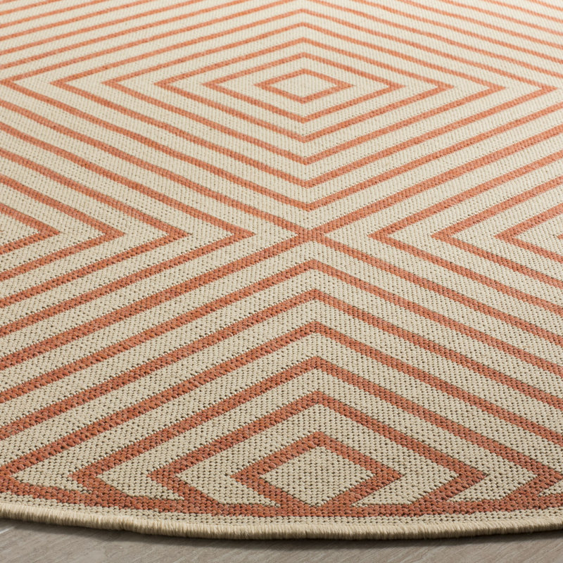 Kelli Linden 100 Performance Geometric Indoor/Outdoor Area Rug, Round 6'7"