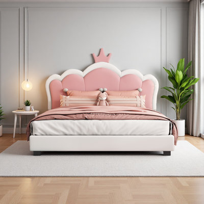 Upholstered Princess Bed With Crown Headboard