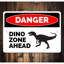 Signe en aluminium «Danger Dino Zone Ahead»-58196380