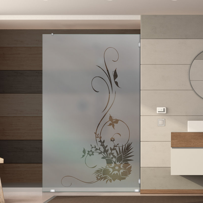 Panneau de verre trempé sablé 33-1 / 2 po x H 75 po pour cabines de douche modernes, Gauche, Gelé