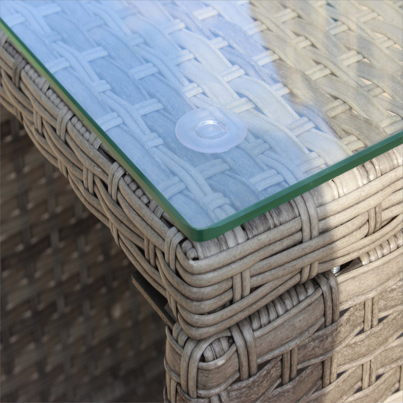 Outdoor Patio Furniture 1 Coffee Table With Clear Tempered Glass, Gray