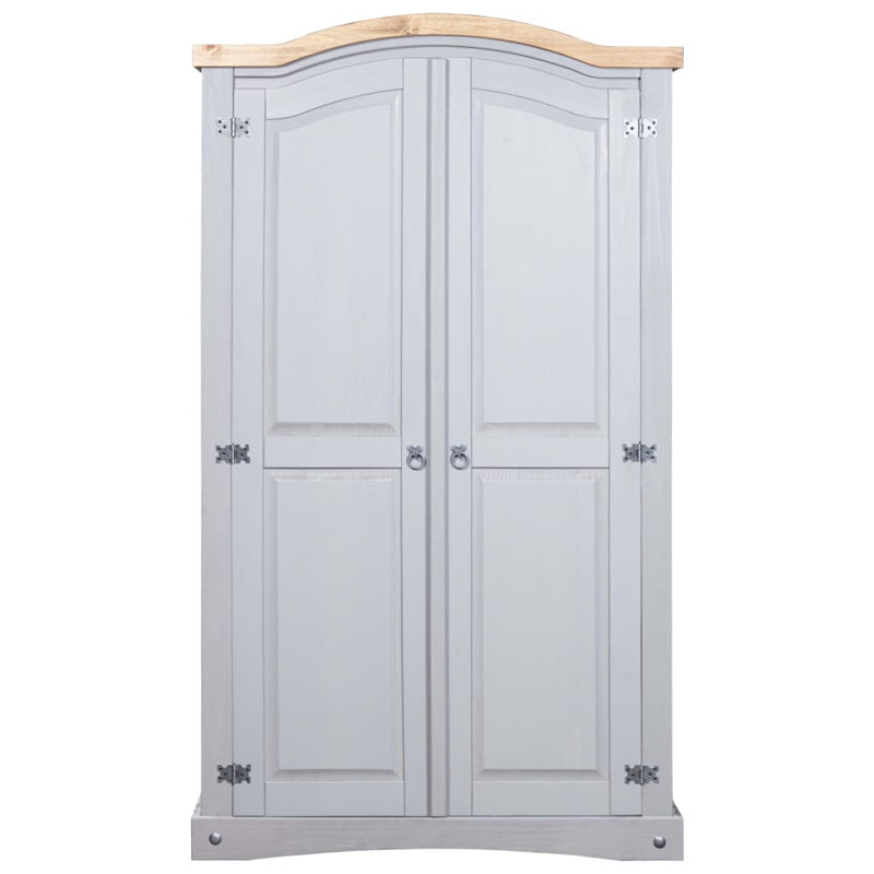 Bartz 2 Door Solid Wood Wardrobe, Grey