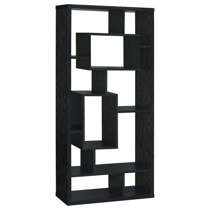 Arran-William Geometric Bookcase, 70.75" H x 35.5" W x 11.5" D, Black