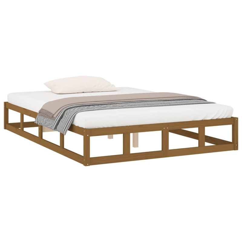 Bed Frame Solid Wood, Dark Brown, 155.5 x 205.5 cm