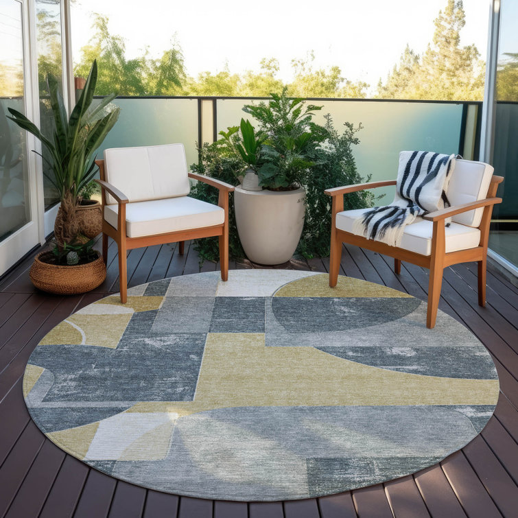 Machine Washable Indoor/Outdoor Cinead ACN1692 Gray Rug