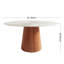 Table de salle à manger ronde Designer 47 po / 53 po / 59 po avec piédestal en bois massif authentique et 4 dessus en pierre frittée de luxe pour les salles à manger modernes-1594825507-1594637937