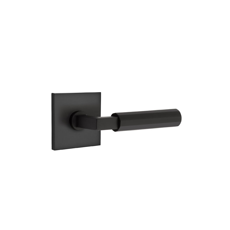 Ensemble de leviers de passage Emtek Select avec rosette carrée, tige carrée en L et poignée à facettes, Left