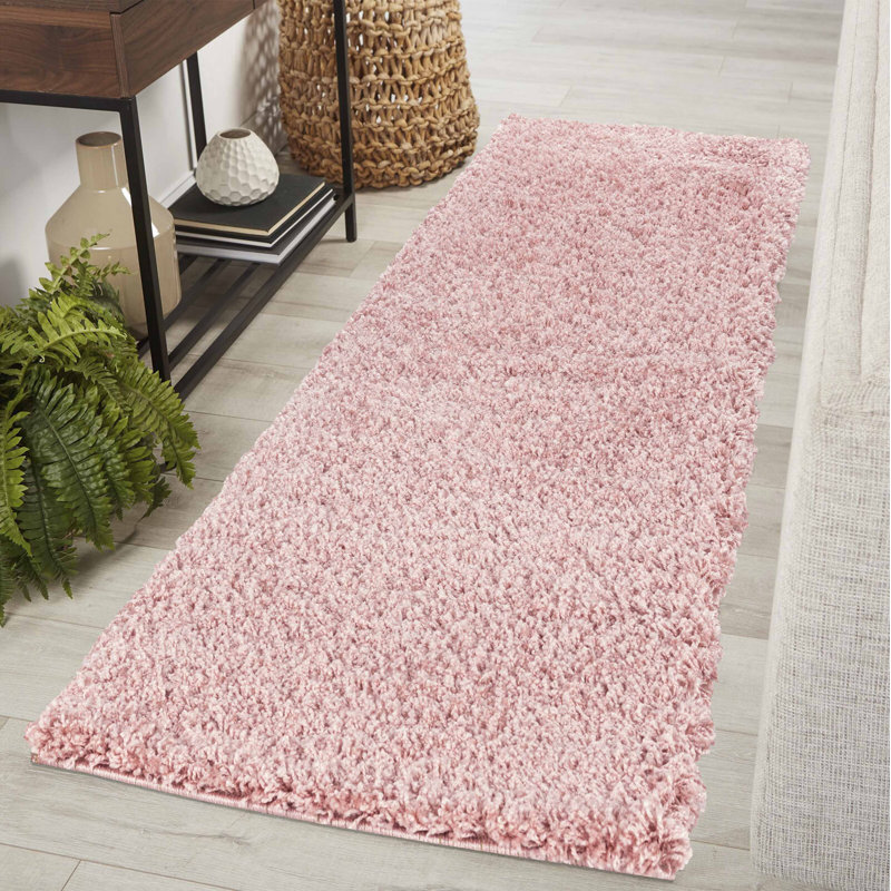 Esterly Solid Colour Shag Area Rug, Rectangle 60 x 220cm