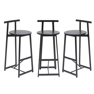 Ensemble de 3 tabourets de bar ronds 27 po avec repose-pieds et chaises de cuisine modernes pour comptoir