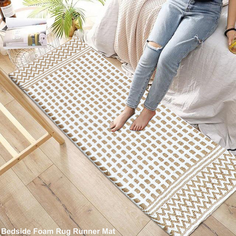 Tapis de couloir luxueux en coton tissé Thiclk - antifatigue, antidérapant, 18 po x 48 po, Beige