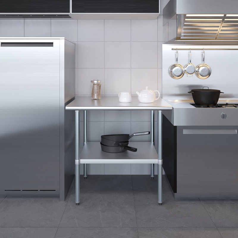 Établi avec plan de travail en acier inoxydable, H 35 po x l 36 po x P 30 po