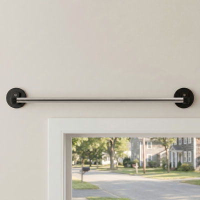 ECOMCGEIO Type A Magnetic Sash Rod for Metal Doors, Adjustable 16-39.5 Inches, Black Finish, Includes Magnets for French Door or Window Café (Single Pack)