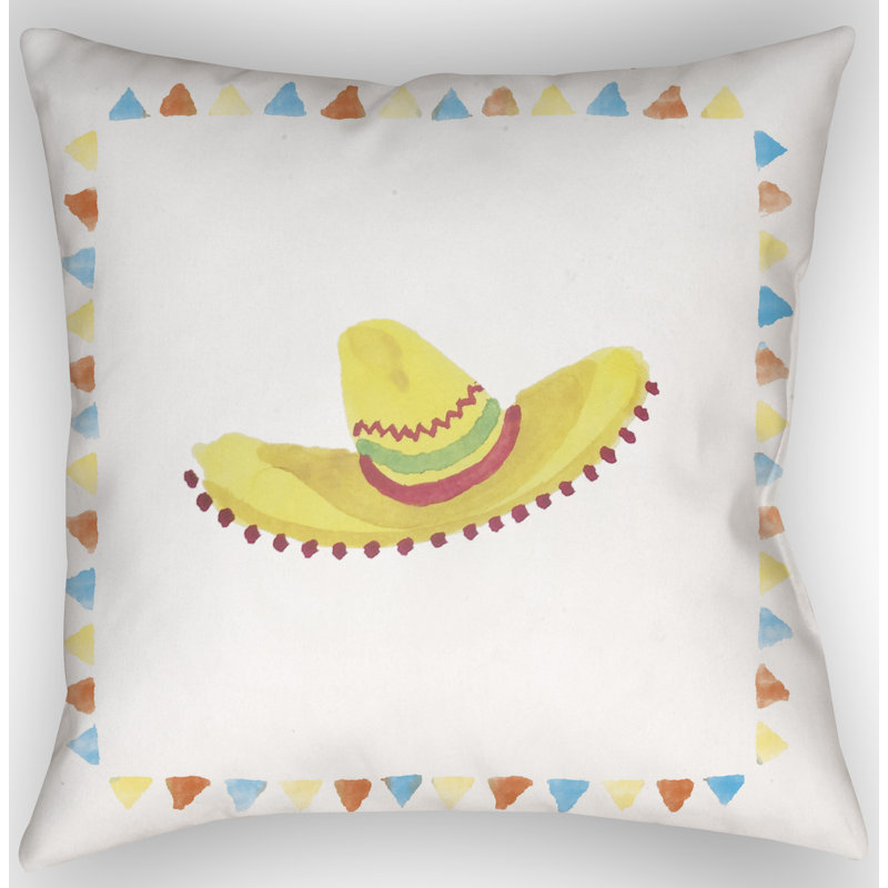 Sombrero Indoor/Outdoor Throw Pillow, 18" H x 18" W x 4" D