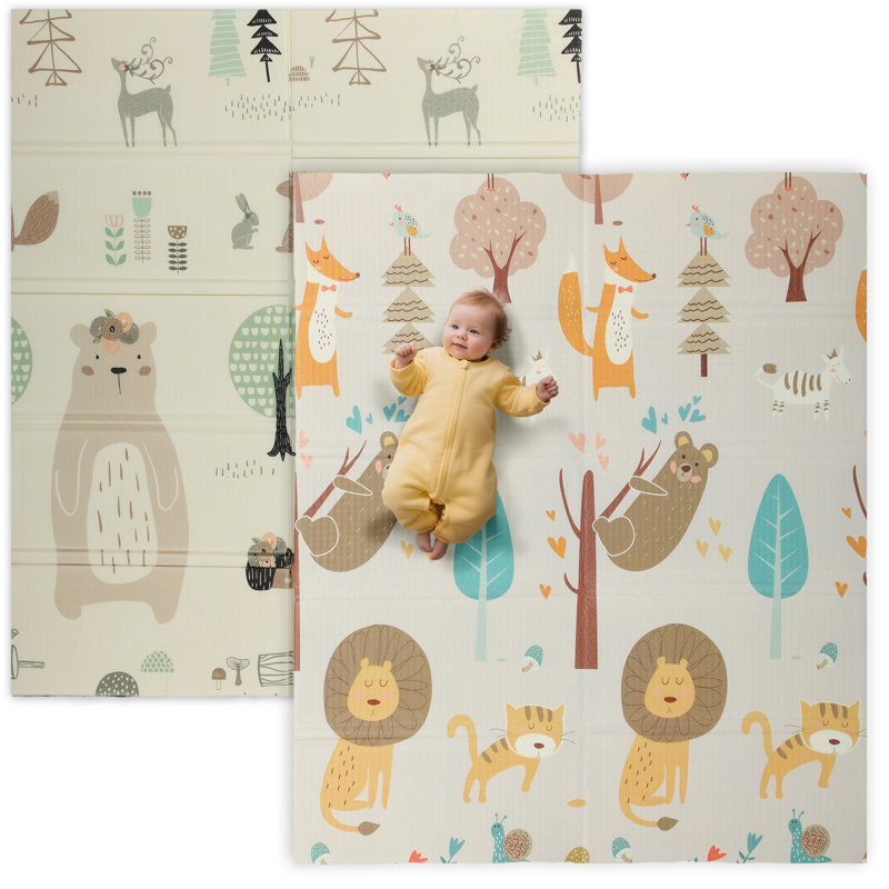 AIYAPLAY Baby Play Mat Foldable 177 x 146 x 1.5cm Animal Theme