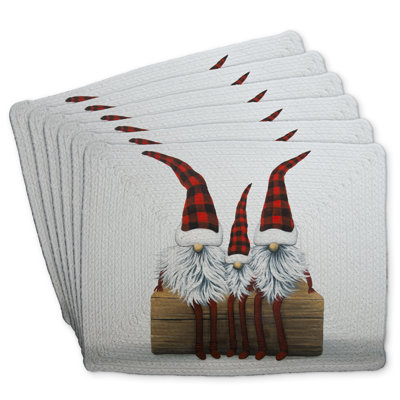 Three Christmas Gnomes Braided Polyester Andaluss Set of 6