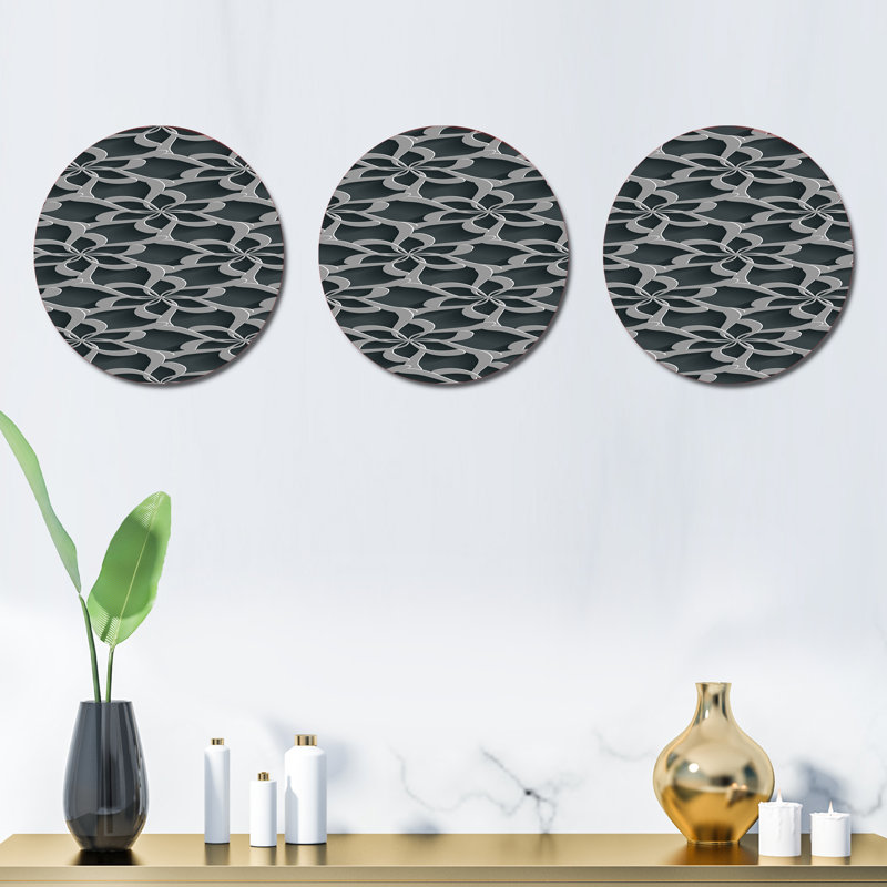 Ensemble de 3 motifs floraux en 3D. Ensemble de décoration murale