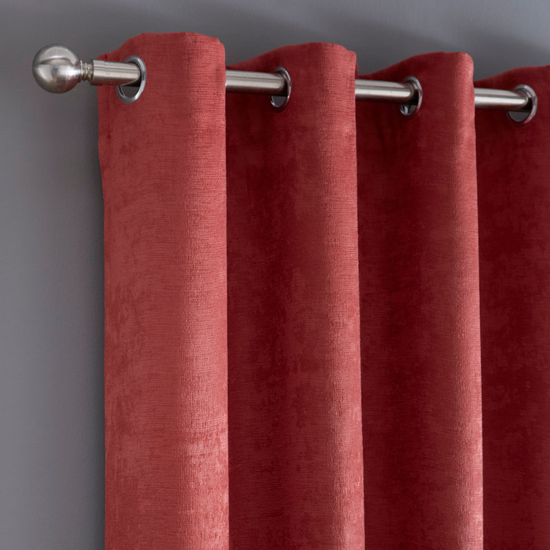Strata Room Darkening Curtain, 2, Terracotta, Width 168 x Drop 229 cm