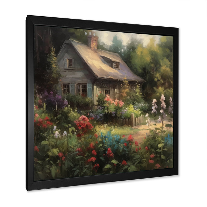 «Rupen Quaint Cottage and Garden Oasis IV», reproduction sur toile, Cadre photo noir, H 16 po x l 16 po