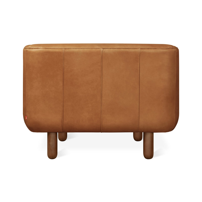 Beaconsfield Chair Canyon Whiskey Leather Walnut, Saddle Brown Genuine Leather