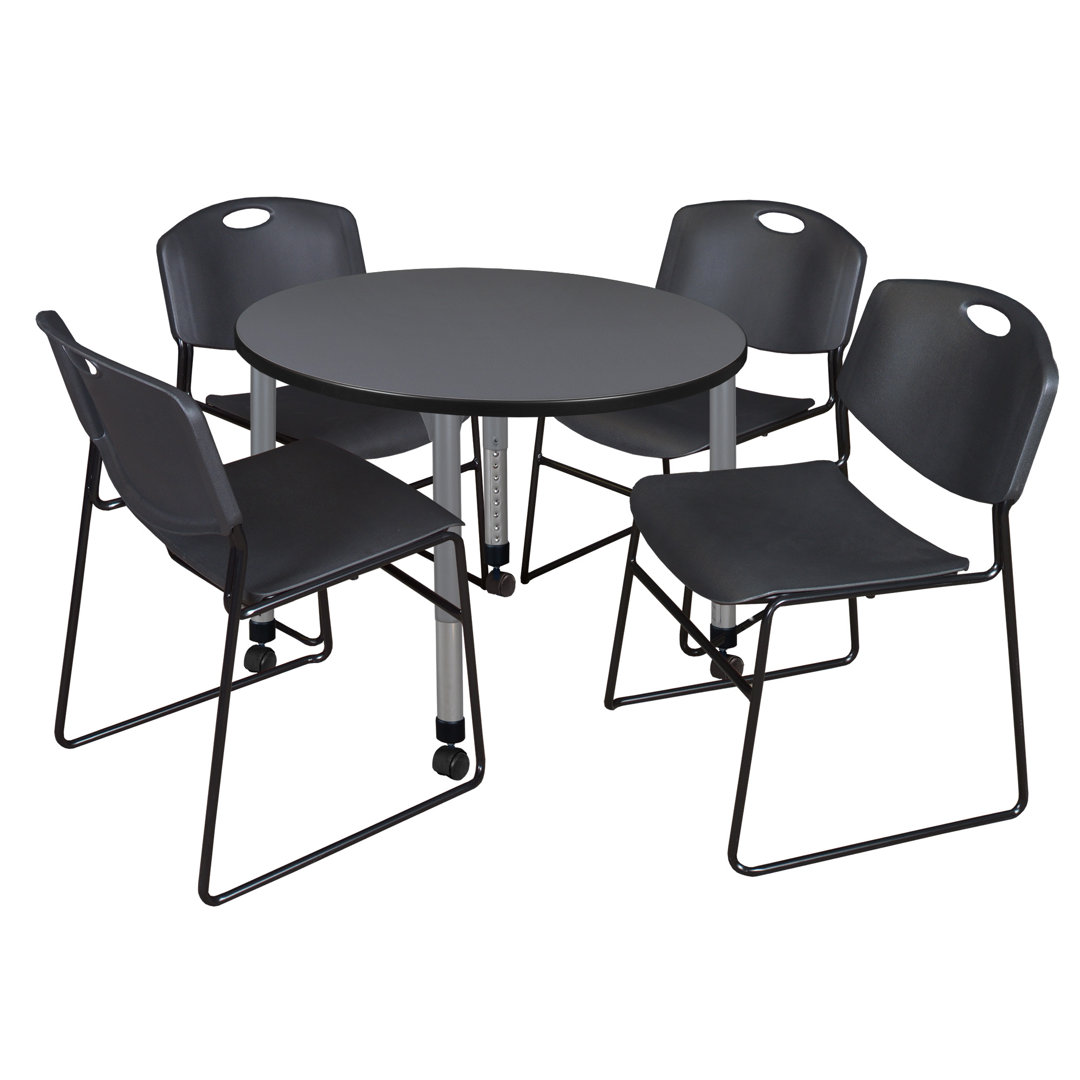 Kee Mobile 90" L Breakroom Table and Chair Set Regency Tabletop 