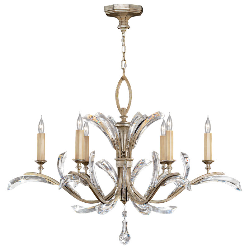 Lustre rond biseauté de 42 po, Argent