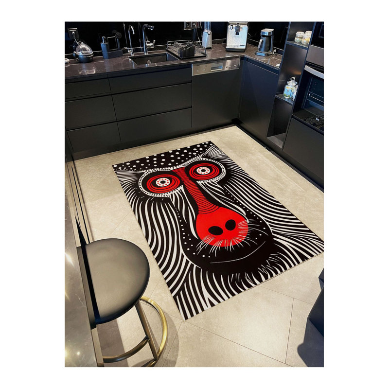 Tapis décoratif moderne à motif tissé à la machine, Sous-tapis rectangulaire 2 pi 4 po x 3 pi 11 po