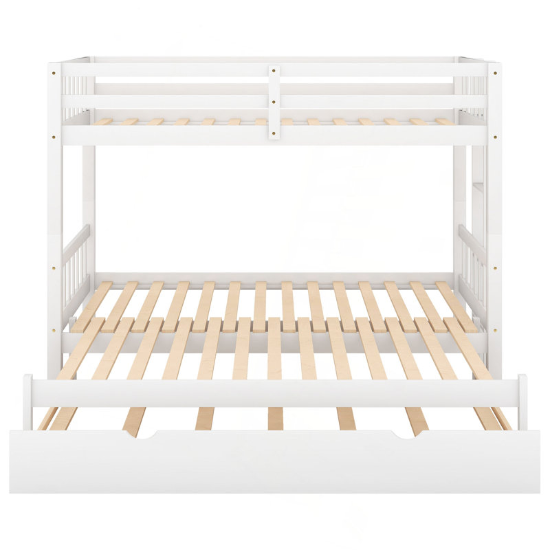Twin Over Pull-Out Bunk Bed With Trundle, White