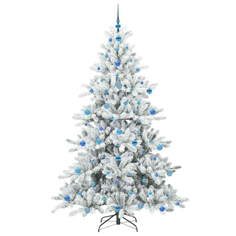 Artificial Hinged Christmas Tree with 300 LEDs, White/Blue, 6.89' H