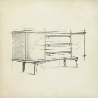 «Mid Century Furniture V» par Ethan Harper - reproduction de dessin sur toile tendue