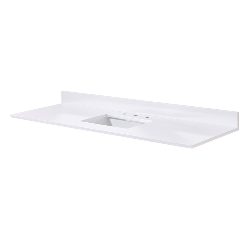 Andalo 61" Single Bathroom Vanity Top in Snow White with Sink