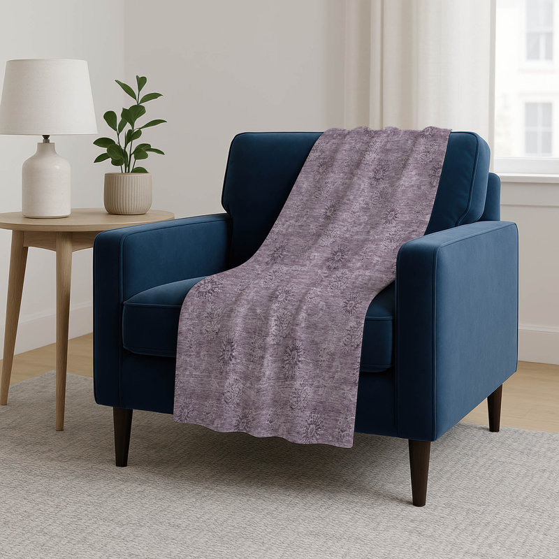 Jeté floral Sherpa ASB789 Addison, Prune