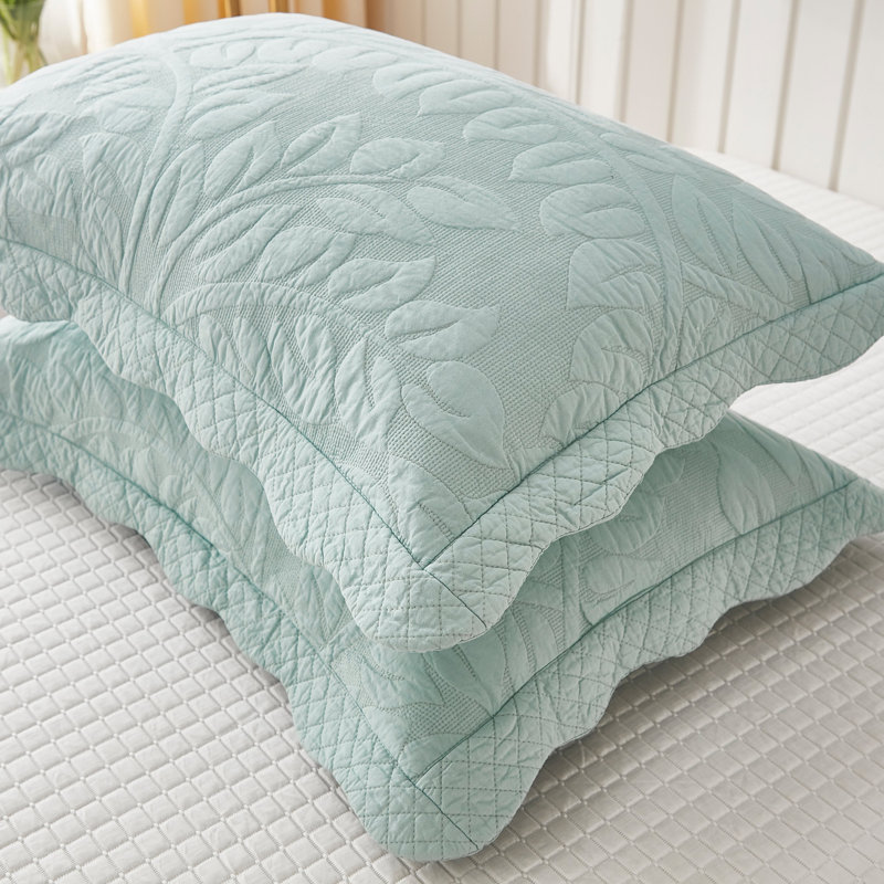 2 taies décoratives 100% coton matelassées, housses décoratives, Bleu Aruba, Standard
