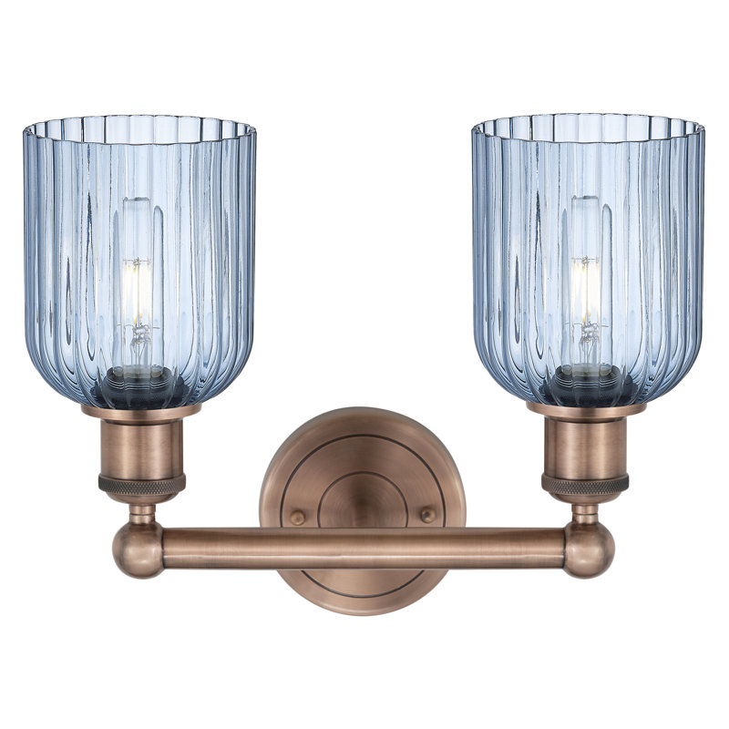Abat-jour de salle de bain 2 lumières Edison Addeline 14 po, Cuivre antique, Bleu