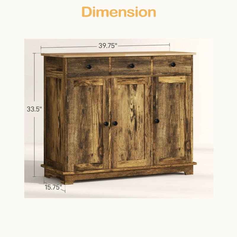Entryway Accent Cabinet,Home Storage Cabinet,Floor Cupboard, Rustic Brown