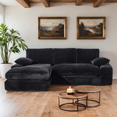 Ensemble de canapé modulaire en Corduroy avec méridienne réversible, aucun assemblage requis