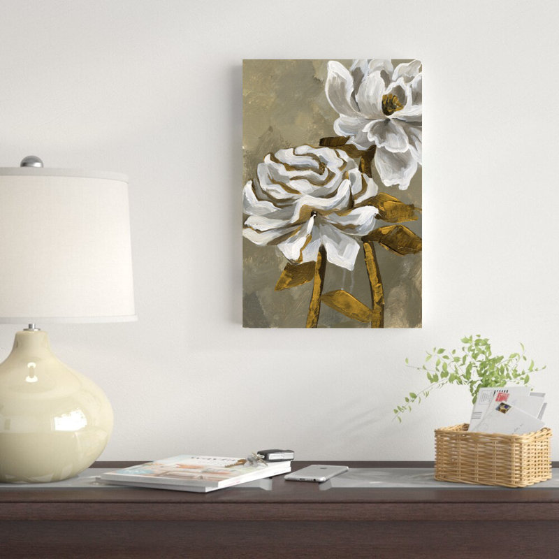 Floral peint à la rose, H 18 po x l 12 po