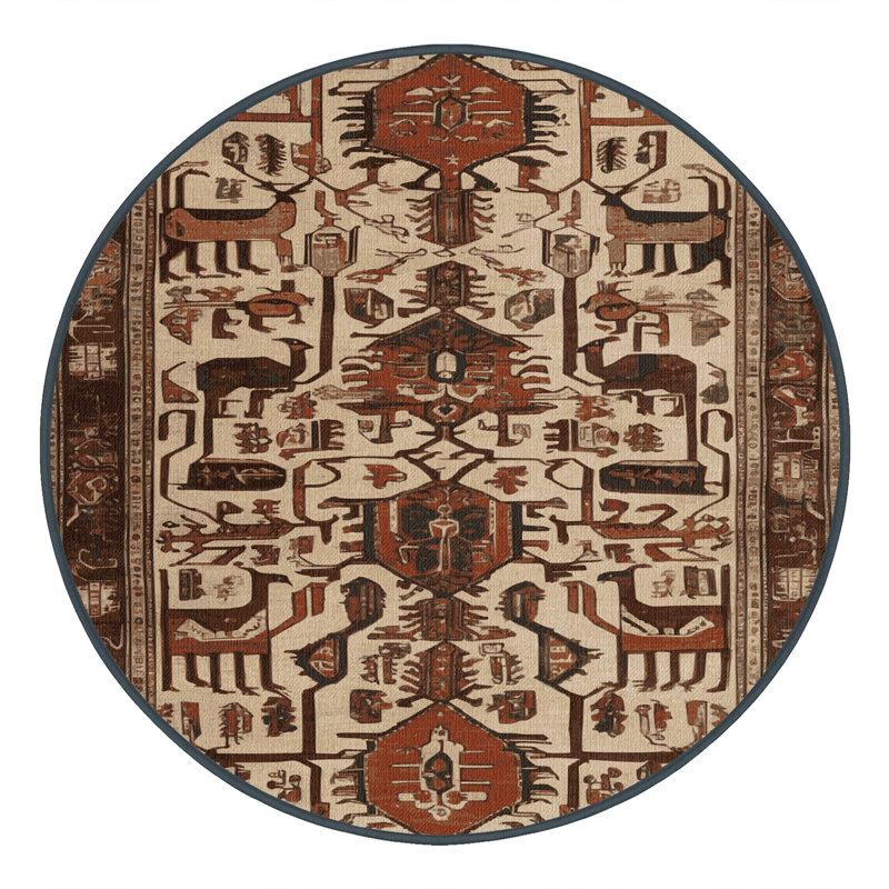 Tapis brun lavable à la machine, Rond 7 pi
